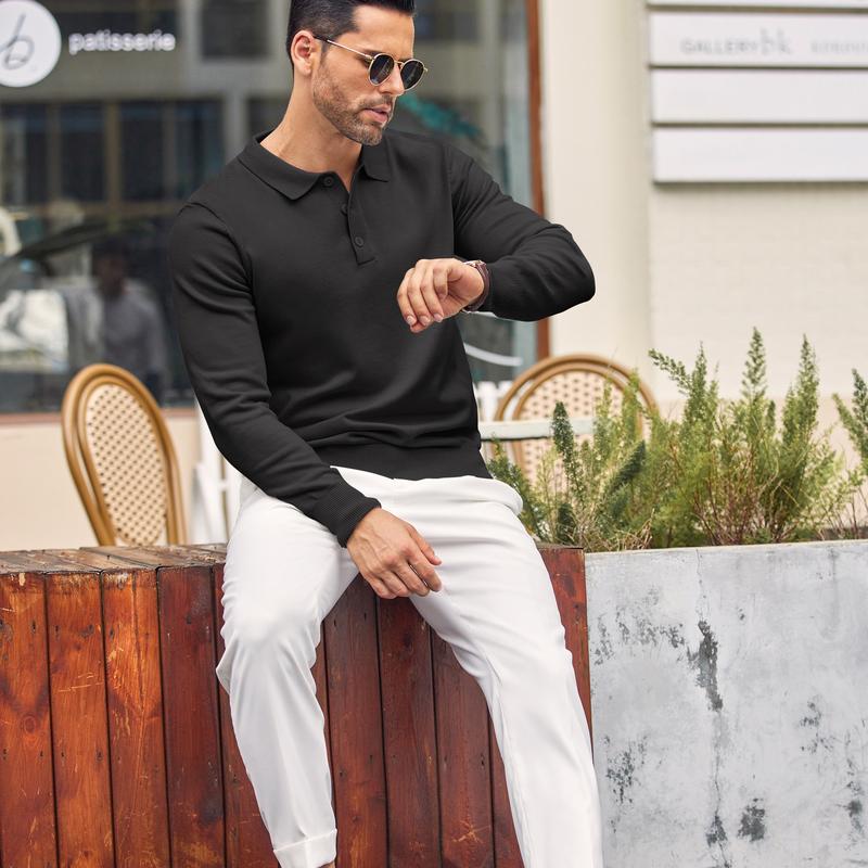 Fall Outfits Soft Menswear Knit Polo Shirts