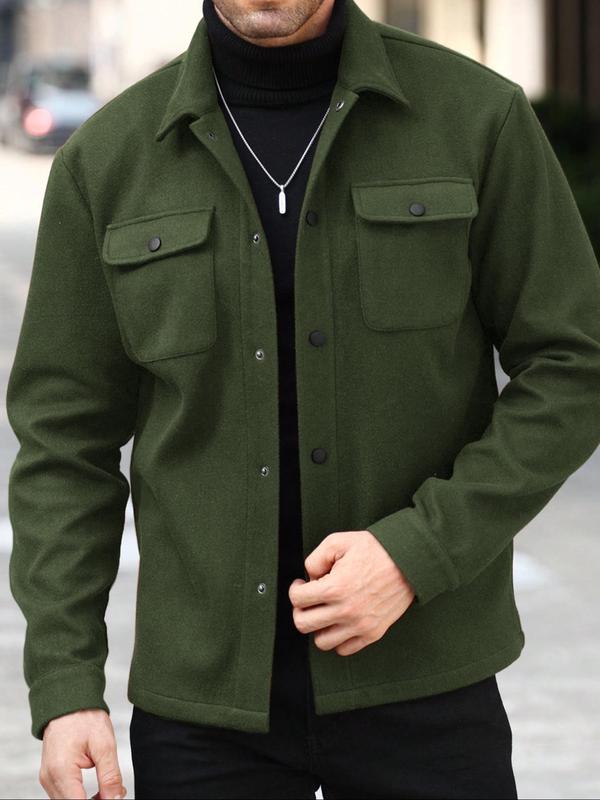 Men's Simple Woolen Jacket Coat, Fashion Casual Design