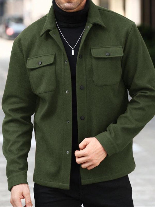 Men's Simple Woolen Jacket Coat, Fashion Casual Design