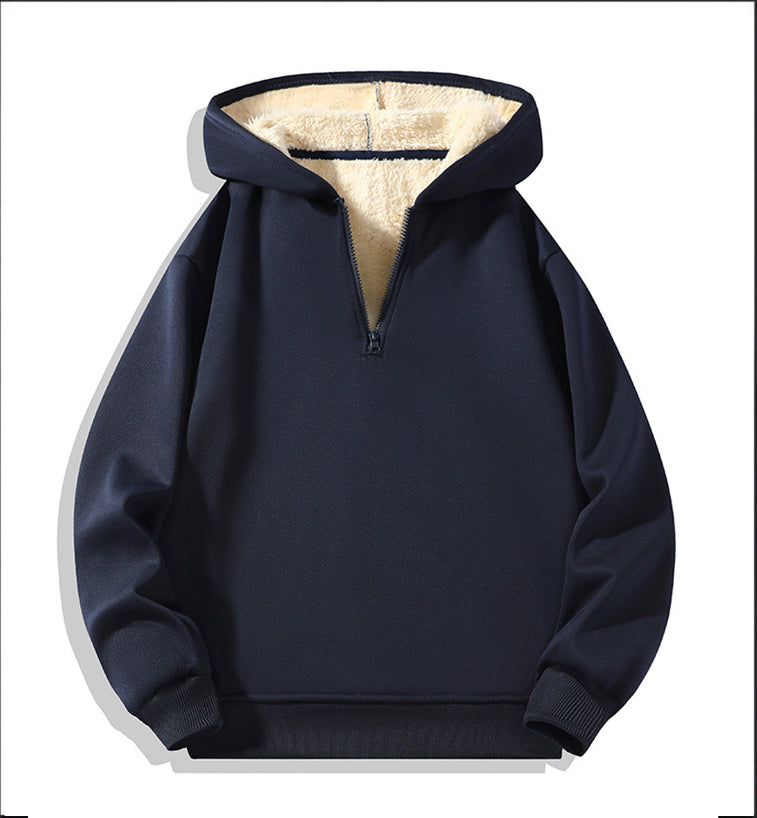 KZZ Men's Casual Pullover Sweatshirt, Half-Zip with Thickened Quarter-Zip, Fleece Lining