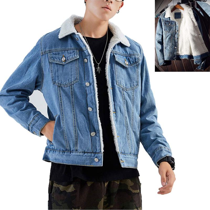 KZZ Men's Fleece Lined Denim Jacket Warm Winter Trucker Jacket