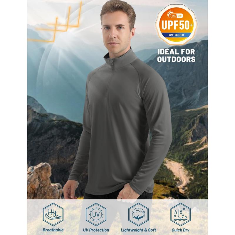 Men's  Zip Shirt  Quick Dry Lightweight Long Clothing Sports Casual Wear
