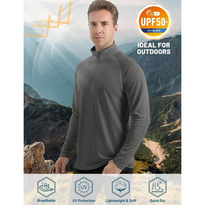 Men's  Zip Shirt  Quick Dry Lightweight Long Clothing Sports Casual Wear