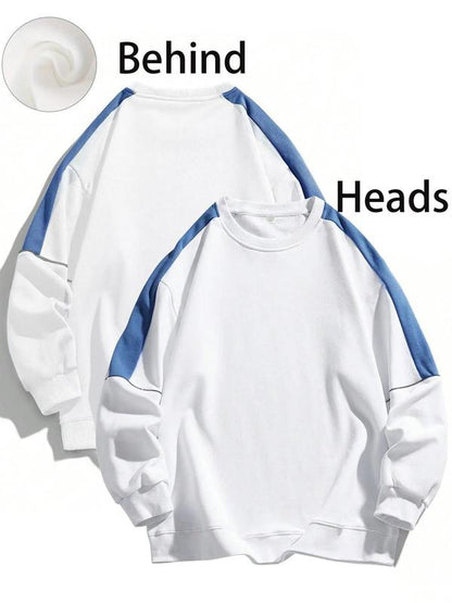 Men's Colorblock Contrast Binding Drop Shoulder Sweatshirt