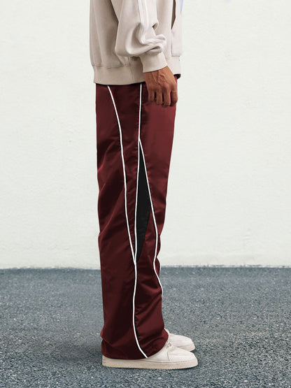 Men's Letter Patchwork Side Stripe Drawstring Waist Pants