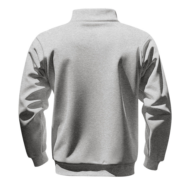 Men's Solid Half Zip Up Sweatshirt Loose Casual Long Sleeve
