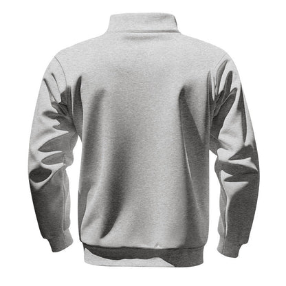 Men's Solid Half Zip Up Sweatshirt Loose Casual Long Sleeve