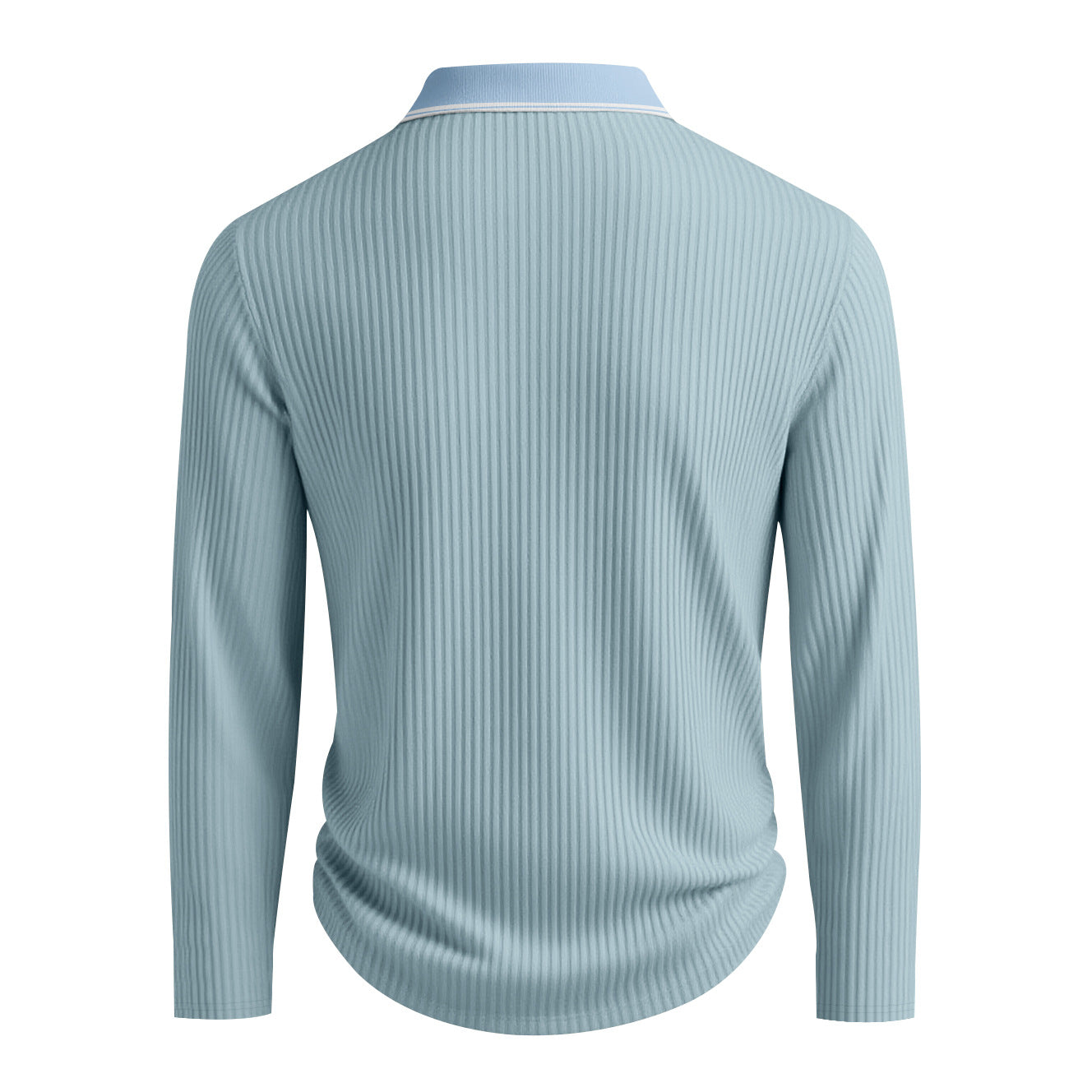 KZZ Men's Long Sleeve Polo Shirt Jacquard Fabric Collared Top