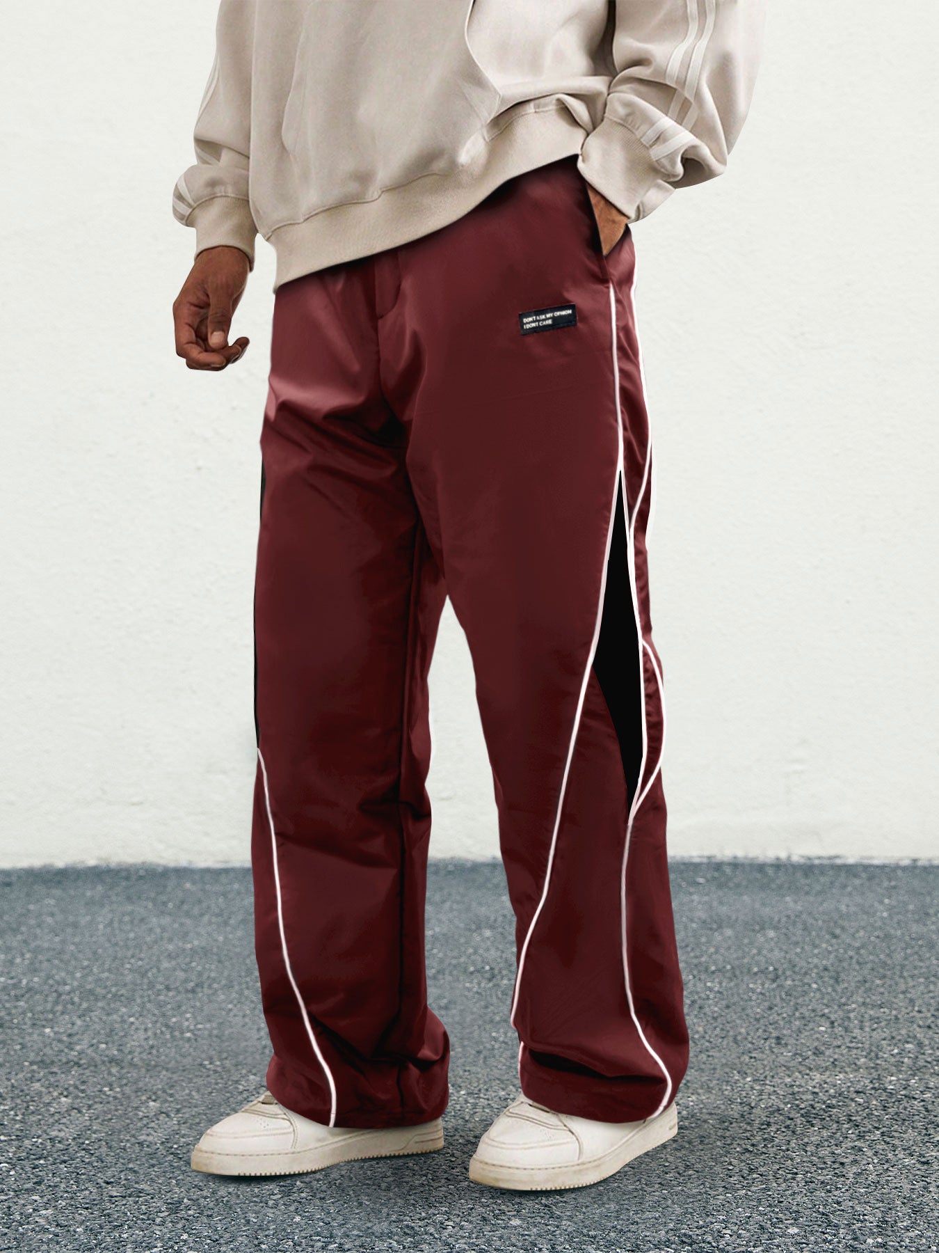 Men's Letter Patchwork Side Stripe Drawstring Waist Pants