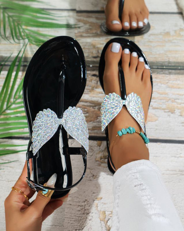 Non-slip Crystal Bow Slippers