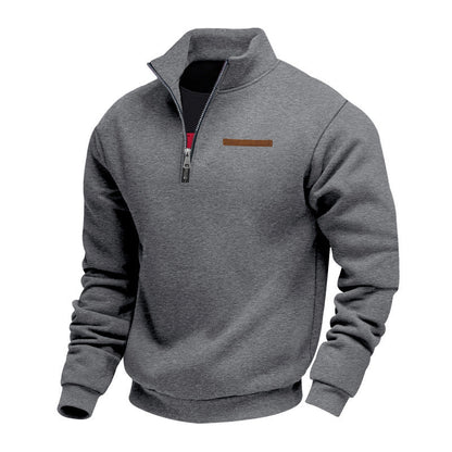 Men's Solid Half Zip Up Sweatshirt Loose Casual Long Sleeve