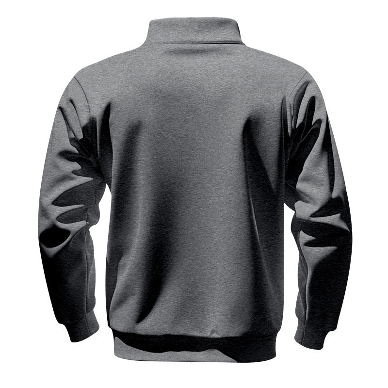 Men's Solid Half Zip Up Sweatshirt Loose Casual Long Sleeve