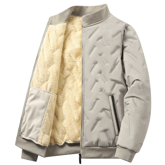 Men's Warm Fleece Lined Jacket with Zipper Closure ,Casual Sports Coat