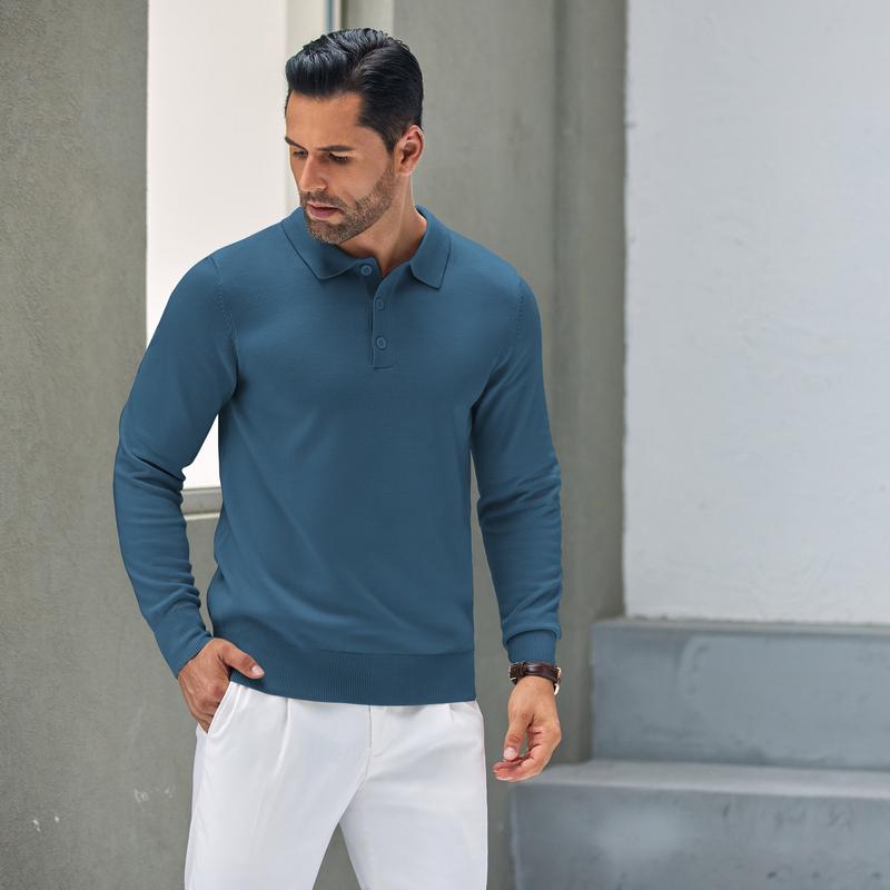 Fall Outfits Soft Menswear Knit Polo Shirts