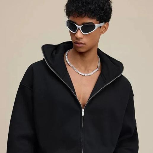 Jacket Zip Up Fashion Double Layer Hoodie Hip Hop Outerwear Jacket