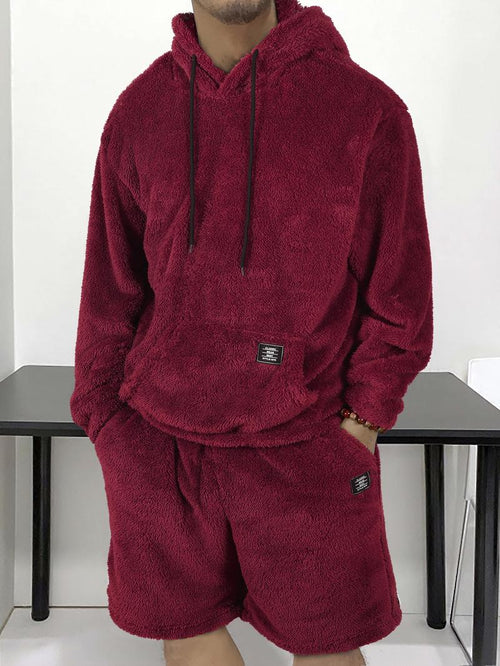 KZZ Men's Hooded Sweatshirt Shorts Set, Very Worthwhile Hoodie Top Pants Two-Piece Suit