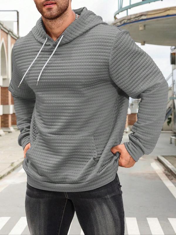 Men's Casual Plaid Drawstring Hoodie