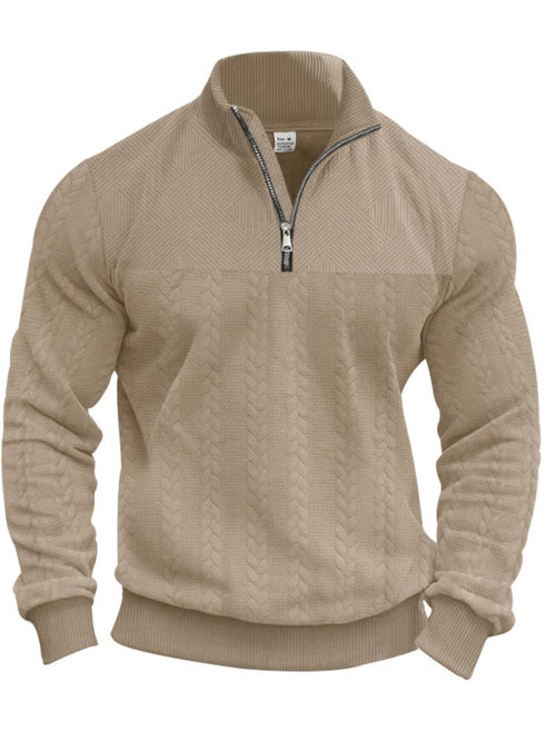Men's Solid Zip Up Drop Shoulder Sweatshirt