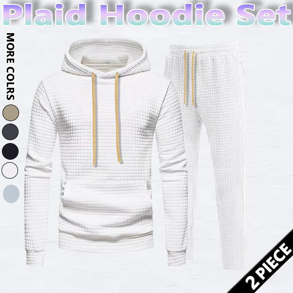 KZZ Men's Drawstring Up Hoodie & Joggers French Terry Set