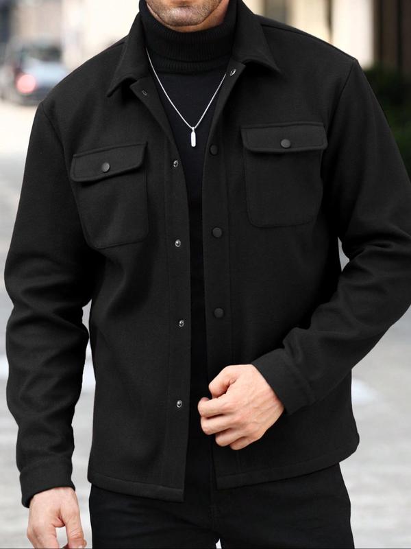 Men's Simple Woolen Jacket Coat, Fashion Casual Design