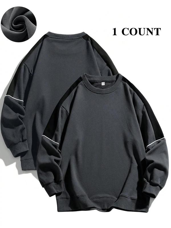 Men's Colorblock Contrast Binding Drop Shoulder Sweatshirt
