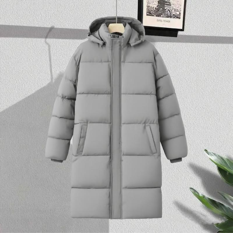 GGT Men's Solid Color Pocket Zipper Hooded Coat