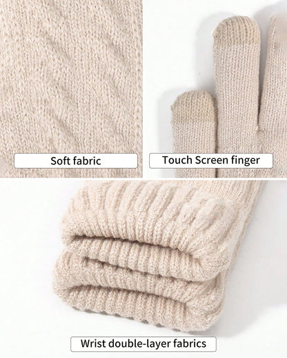 Warm Gloves Velvet Padded Arctic Velvet Winter Touch Screen Knitted Gloves