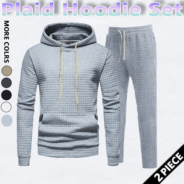 KZZ Men's Drawstring Up Hoodie & Joggers French Terry Set