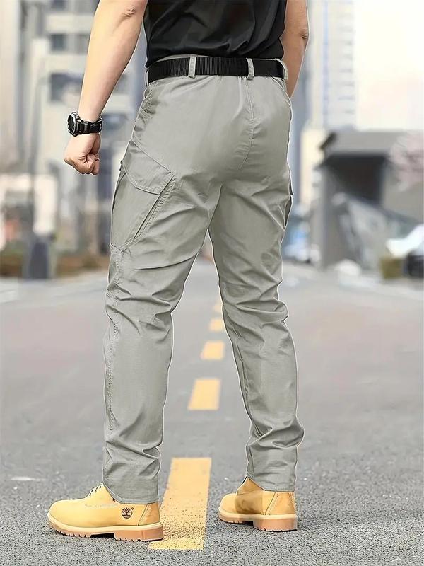 KZZ Men's Solid Color Flap Pocket Zipper Fly Cargo Pants without Belt Accessories