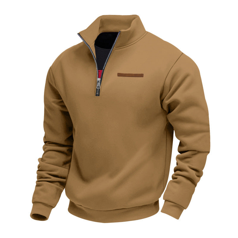 Men's Solid Half Zip Up Sweatshirt Loose Casual Long Sleeve