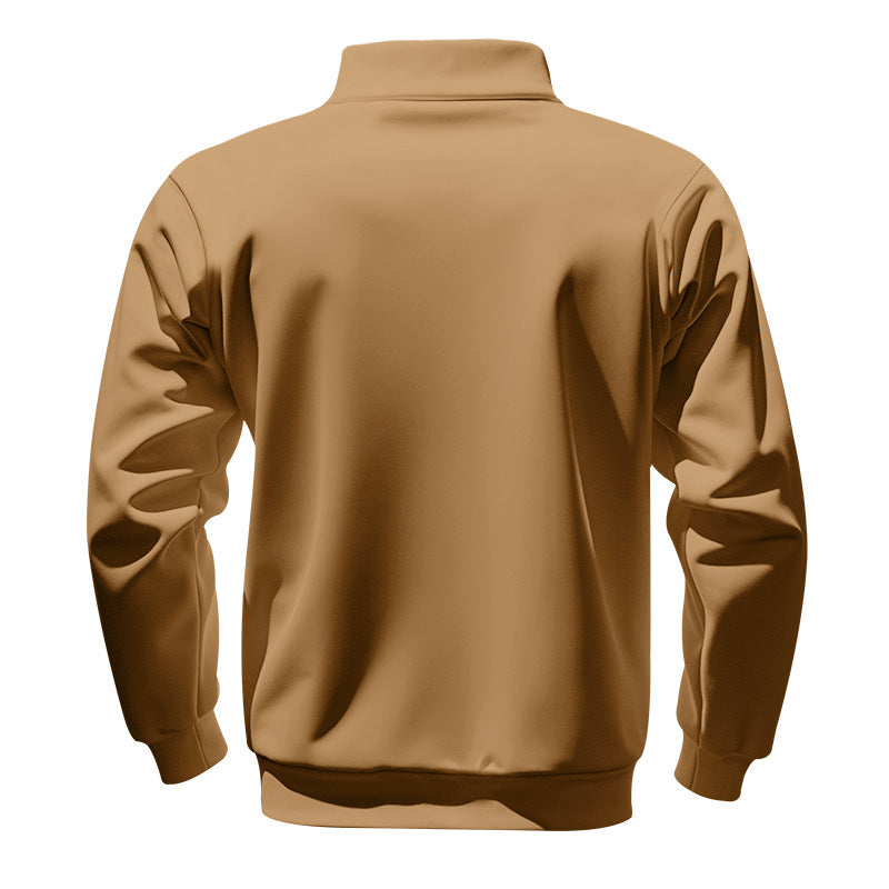 Men's Solid Half Zip Up Sweatshirt Loose Casual Long Sleeve