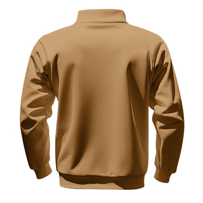 Men's Solid Half Zip Up Sweatshirt Loose Casual Long Sleeve