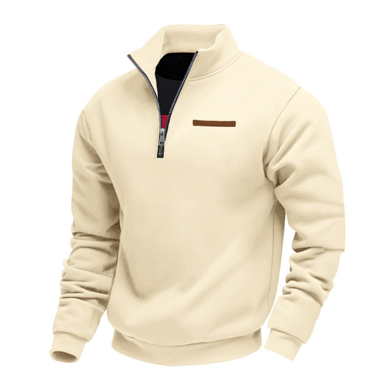 Men's Solid Half Zip Up Sweatshirt Loose Casual Long Sleeve