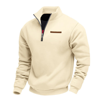 Men's Solid Half Zip Up Sweatshirt Loose Casual Long Sleeve