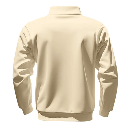Men's Solid Half Zip Up Sweatshirt Loose Casual Long Sleeve