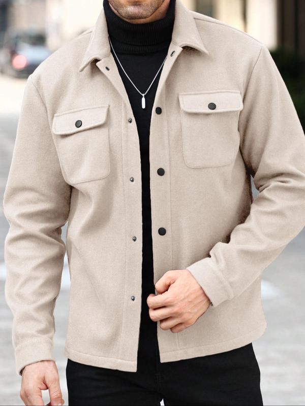 Men's Simple Woolen Jacket Coat, Fashion Casual Design