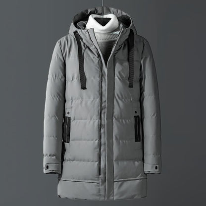 KZZ Men's Heavy-Duty Windproof Winter Coat - Thickened Full-Zip Hooded Jacket