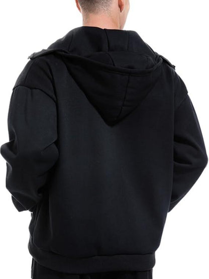 Jacket Zip Up Fashion Double Layer Hoodie Hip Hop Outerwear Jacket