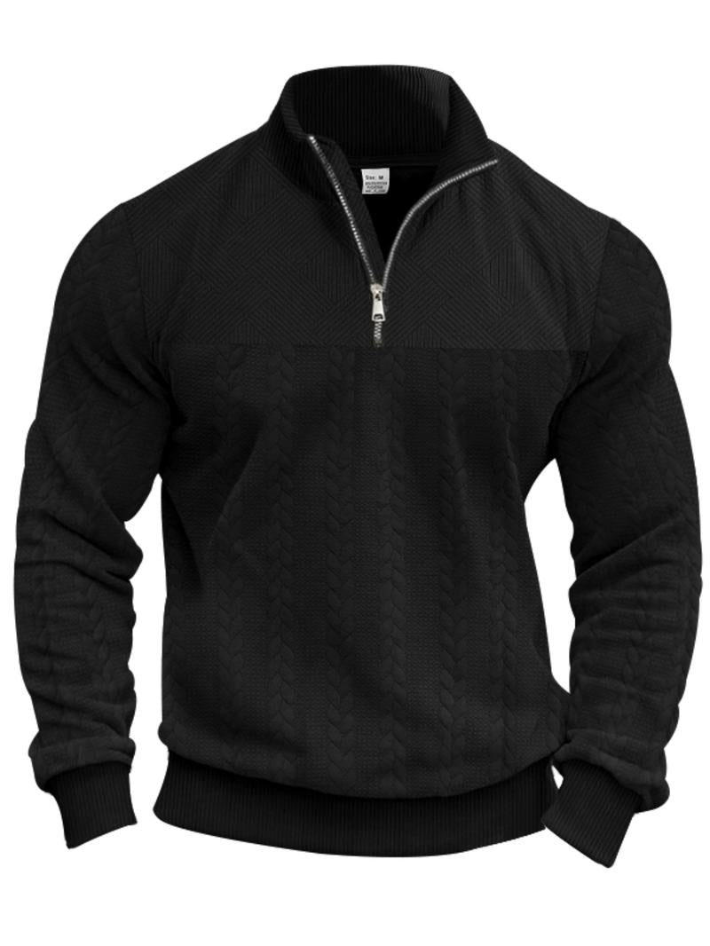 Men's Solid Zip Up Drop Shoulder Sweatshirt