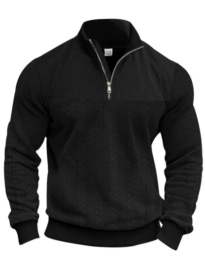 Men's Solid Zip Up Drop Shoulder Sweatshirt