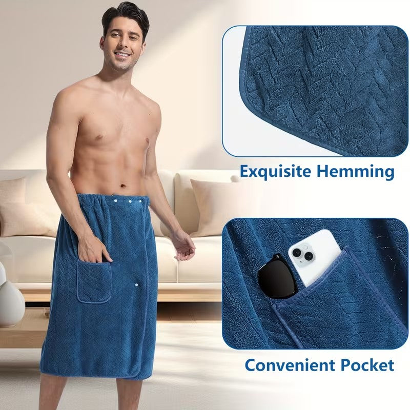 1pc 82*155cm 280gsm suitable for M-XXXL Men's bath skirt bath towel plus size bath skirt suitable for home, travel, steaming, spa, beach, 32.28*61in
