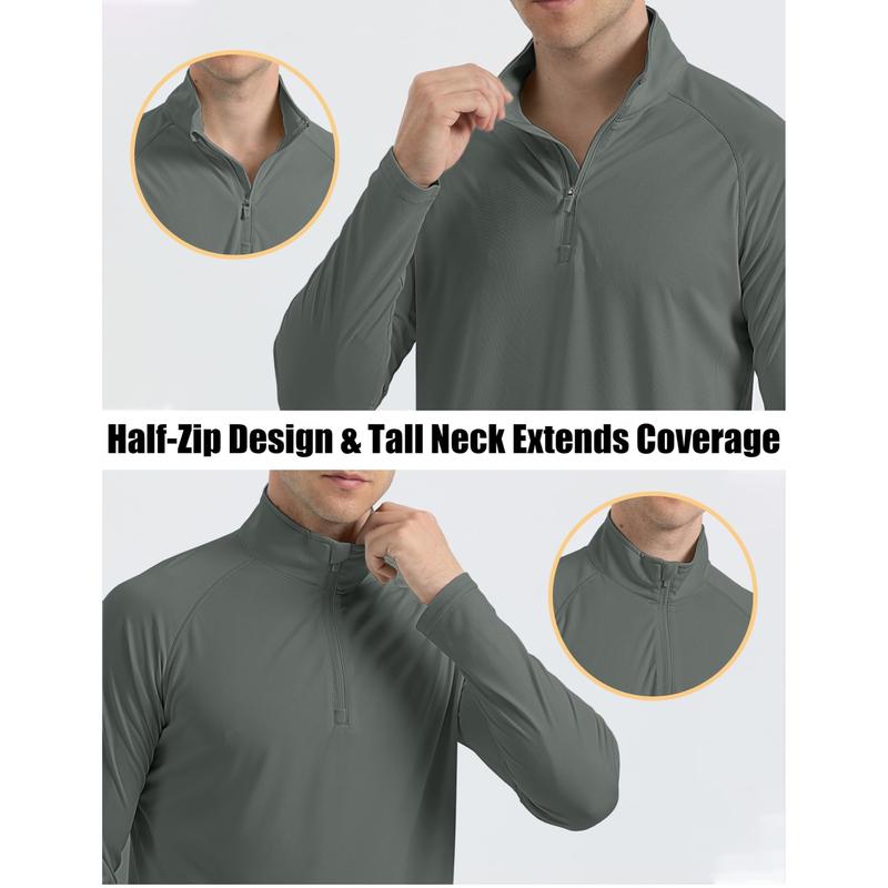 Men's  Zip Shirt  Quick Dry Lightweight Long Clothing Sports Casual Wear