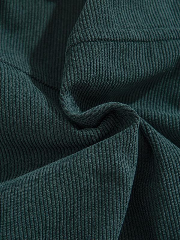 KZZ Men's Fashion Vintage Corduroy Jacket, Casual Loose Fit Colorblock Collar Design