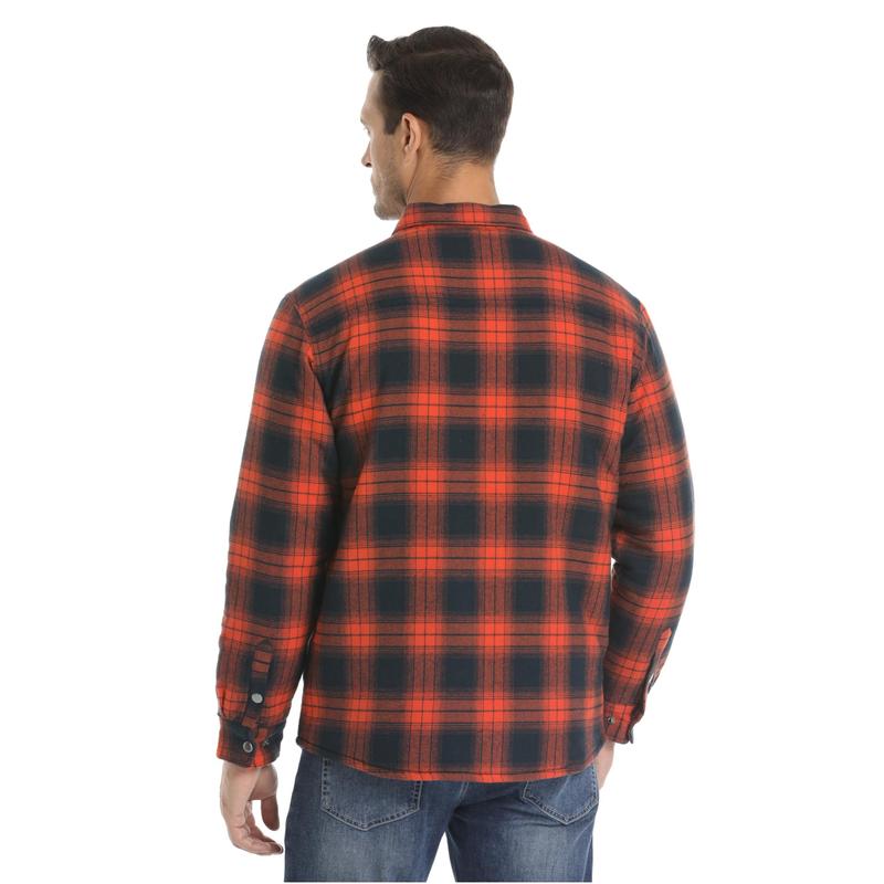 KZZ Men's Flannel Shirt Jacket with Quilted Lined Long Sleeve Plaid Coat