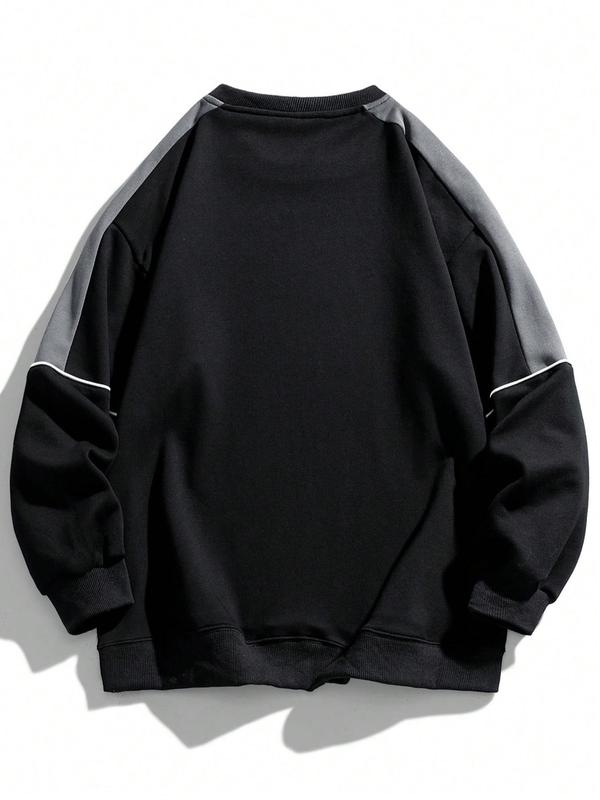 Men's Colorblock Contrast Binding Drop Shoulder Sweatshirt