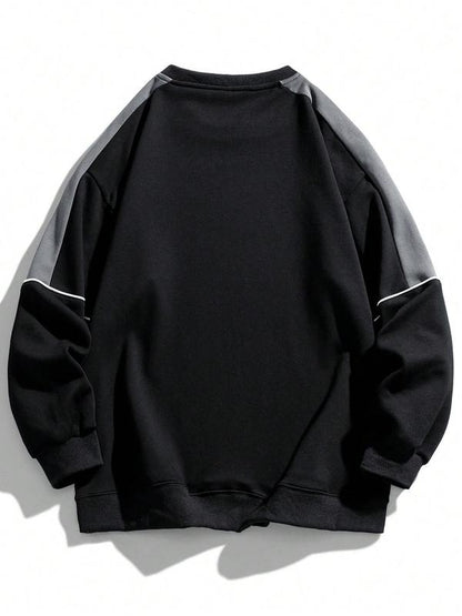 Men's Colorblock Contrast Binding Drop Shoulder Sweatshirt