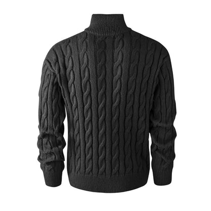 GGT Men's solid color zipper sweater, fashionable knit long sleeved