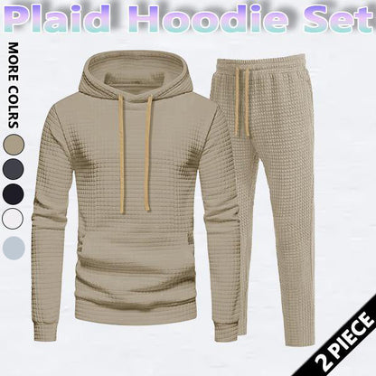 KZZ Men's Drawstring Up Hoodie & Joggers French Terry Set