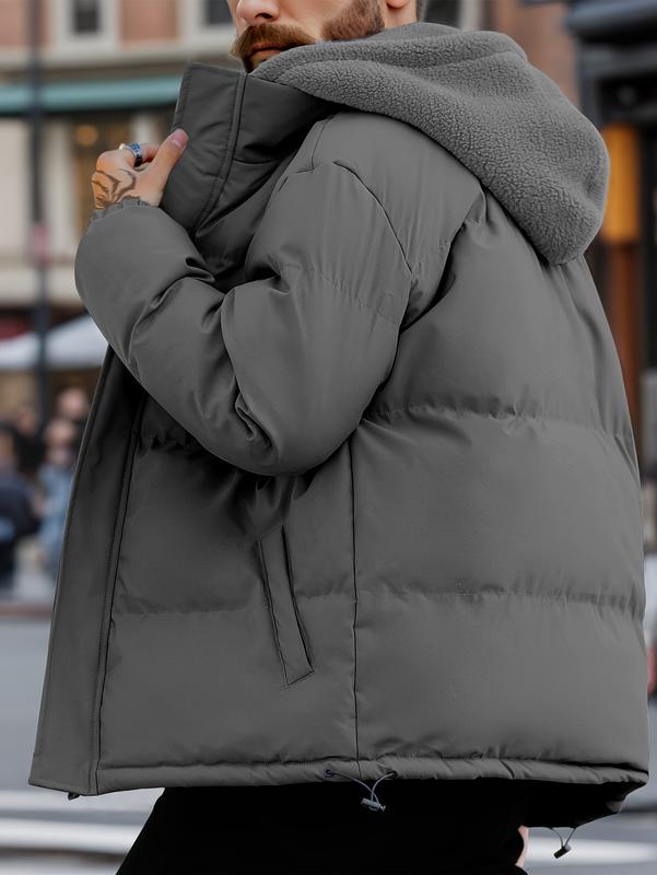 GGT Men's Thickened Windproof Winter Jacket - Cold-Resistant Warm Fleece Lined Hooded Coat