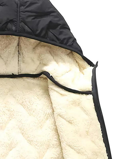 KZZ black hooded fleece vest,  fleece lining for warm practicality, zipper pockets convenient